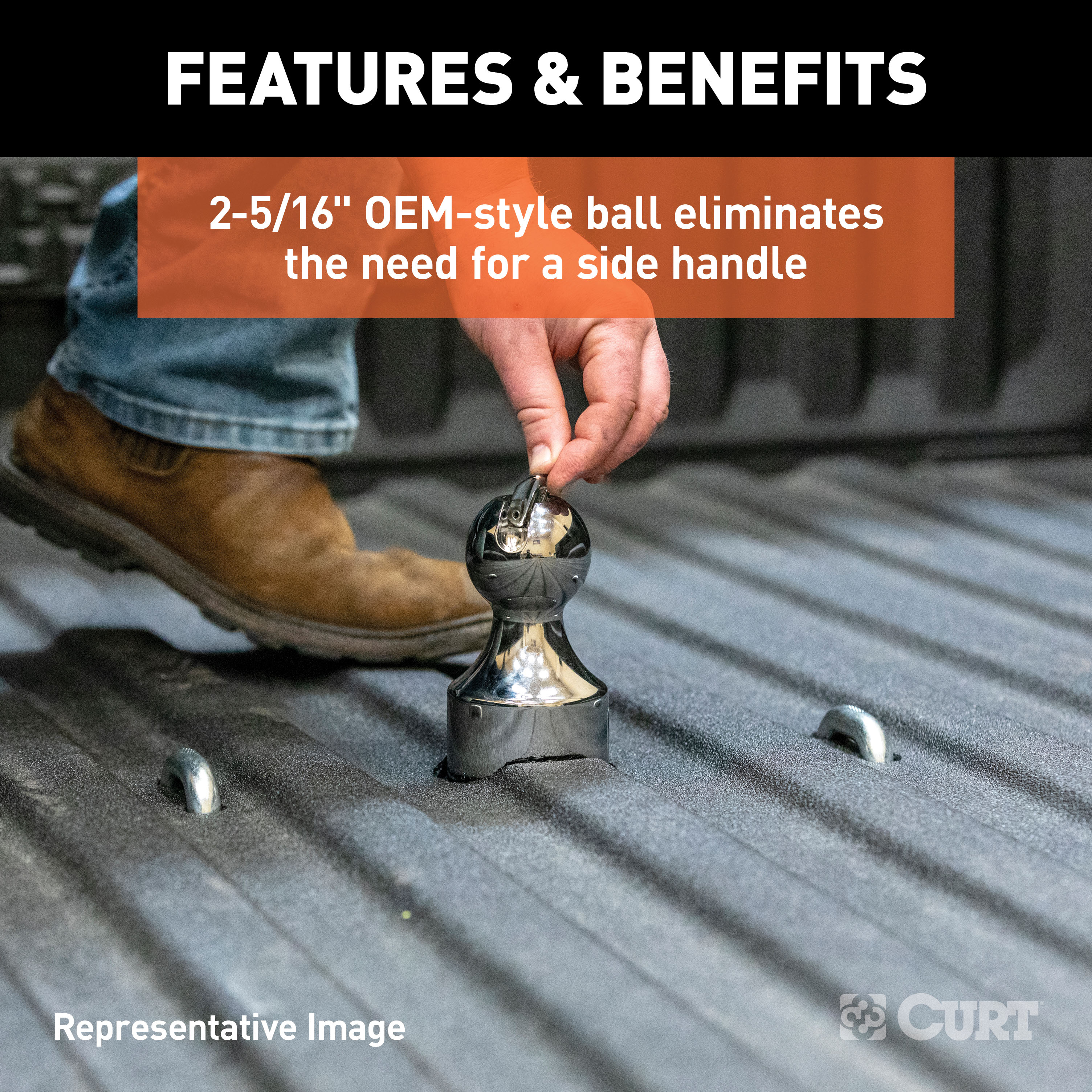 CURT Factory Original Equipment Style Gooseneck Hitch, 35,000 lbs. 2-5/16-Inch Ball, Fits Select Ram 2500, 3500 Model 60633