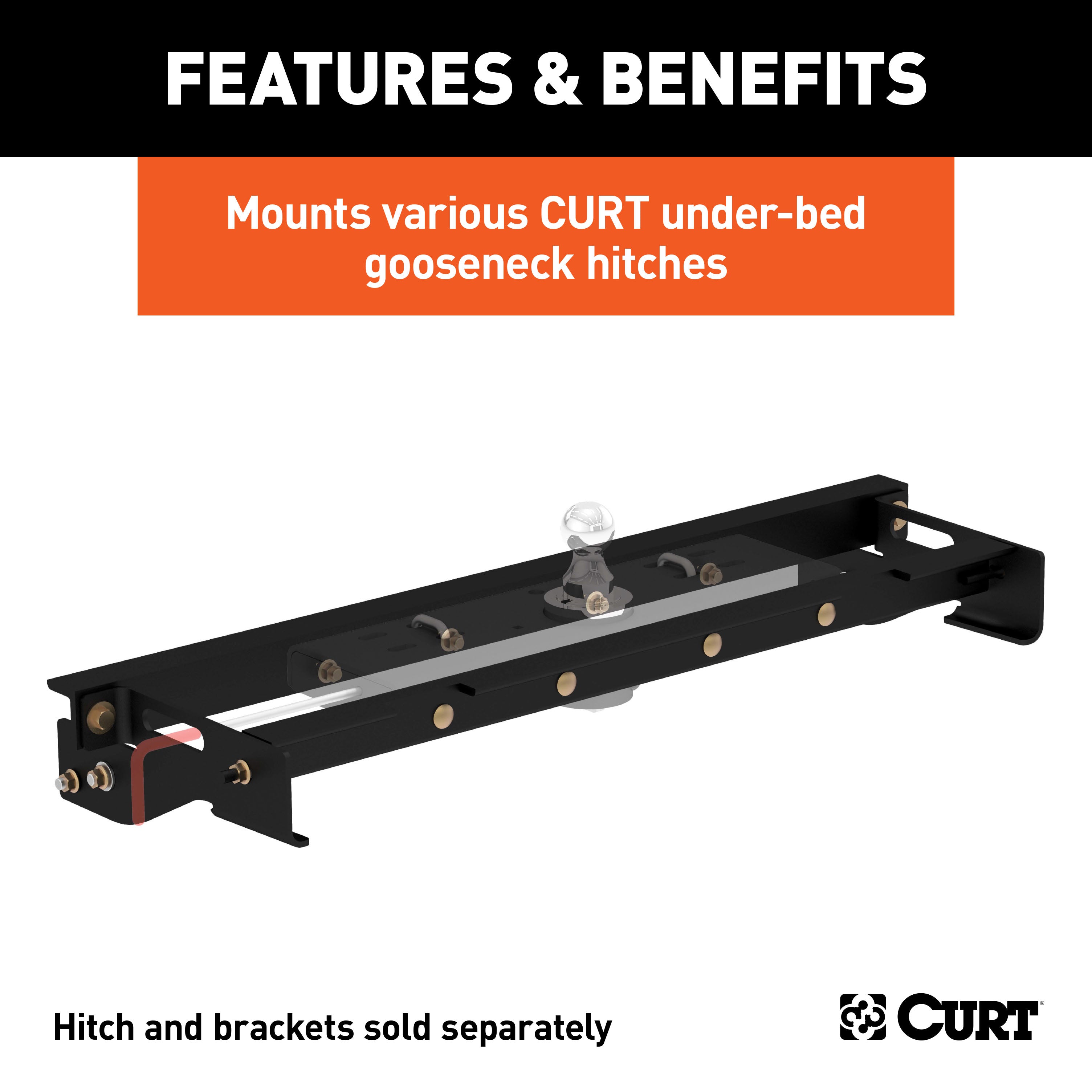 CURT Under-Bed Gooseneck Installation Brackets, Fits Select Ford F-150 Model 60641