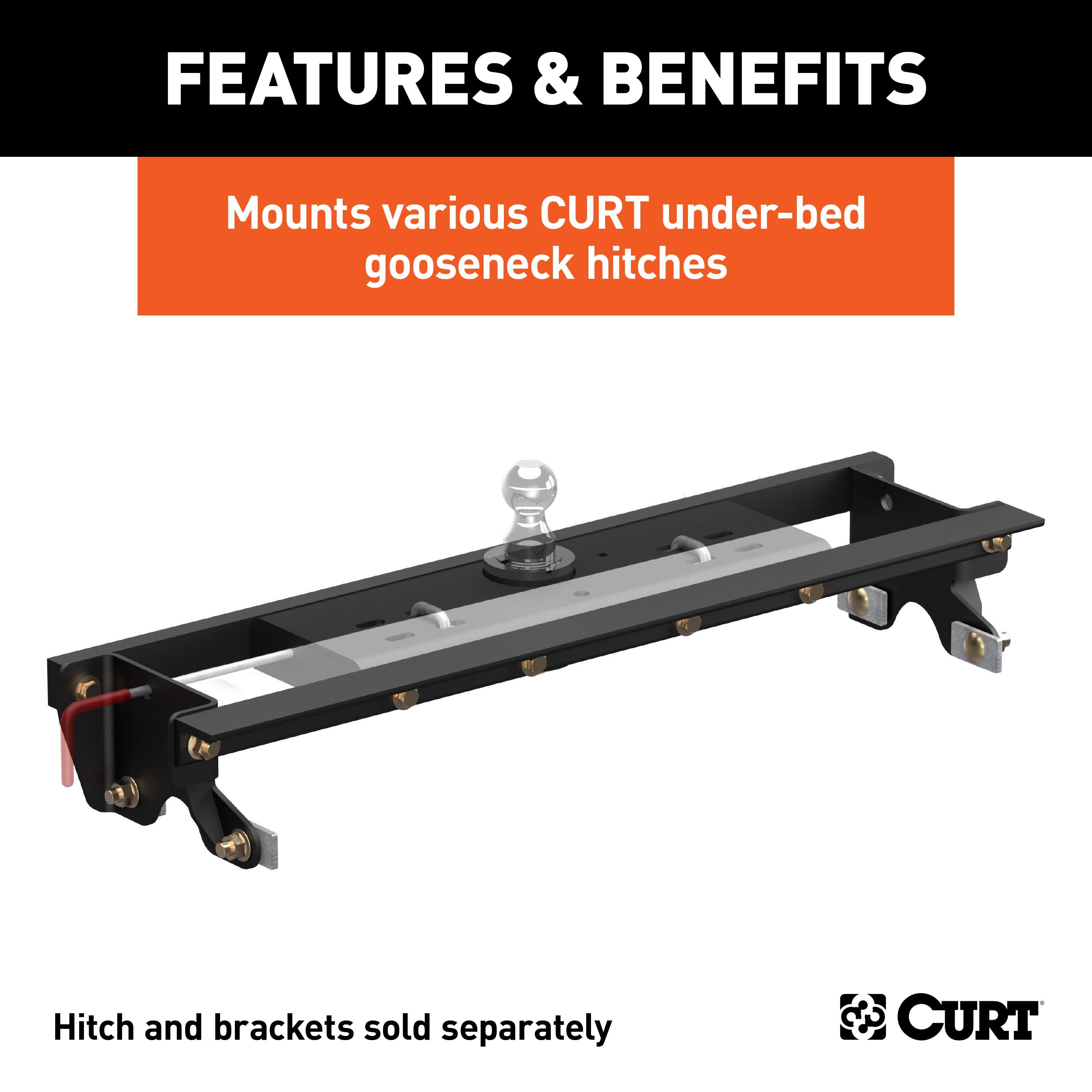 CURT Double Lock Gooseneck Installation Brackets, Fits Select Ford F-150 Model 60649