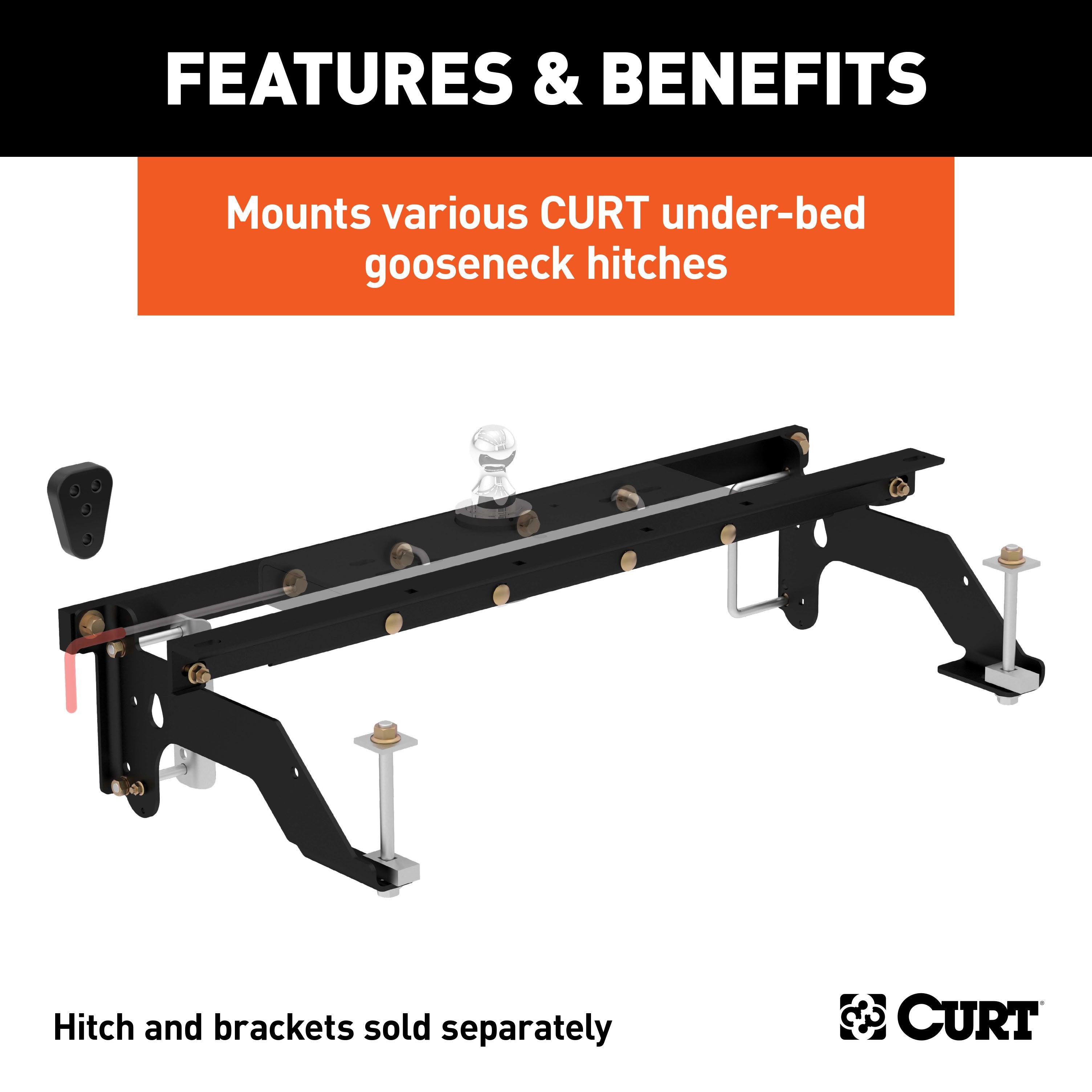 CURT Under-Bed Gooseneck Installation Brackets, Fits Select Dodge Ram 1500 Model 60659