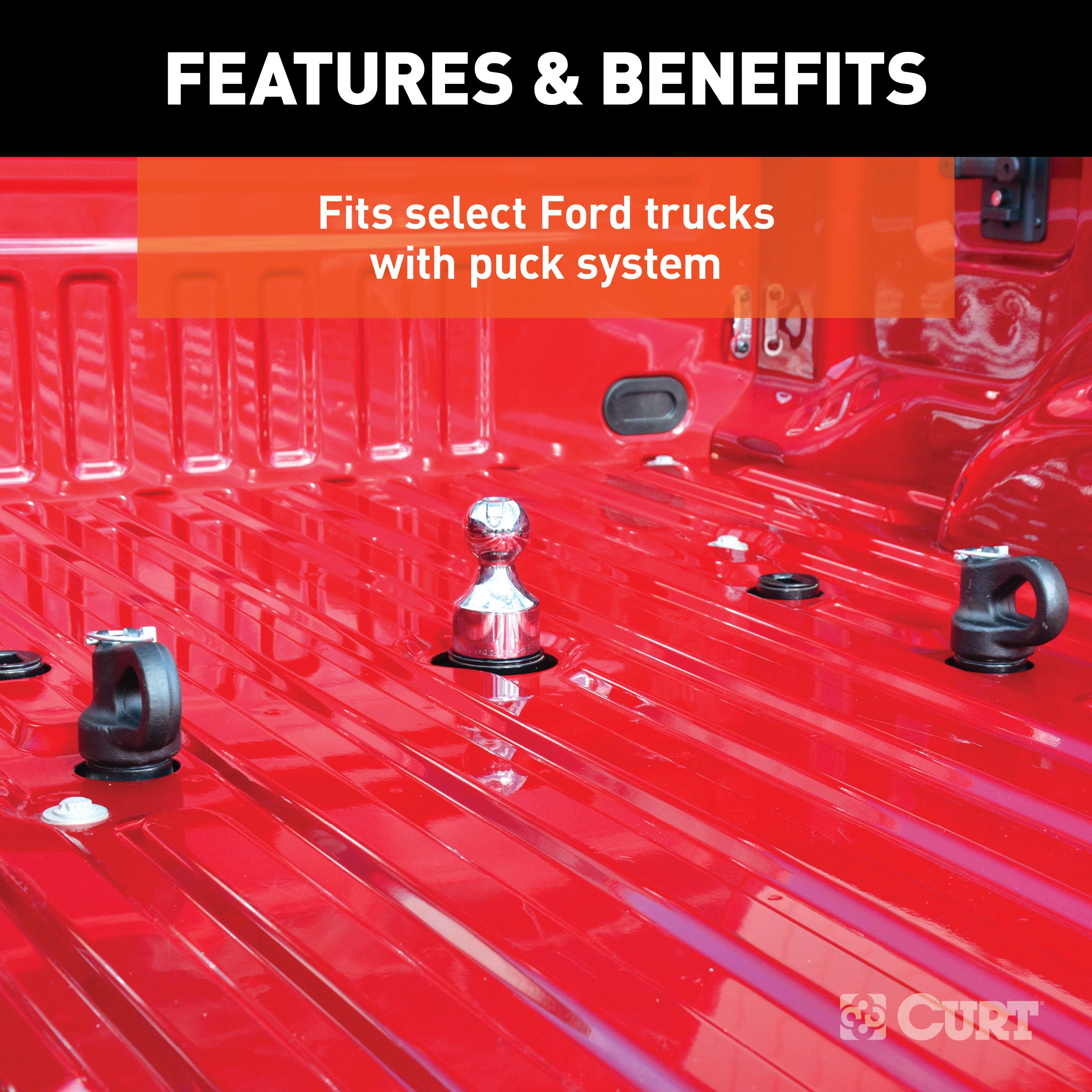 CURT OEM Puck System Gooseneck Safety Chain Anchors, 30K, Fits Select Silverado, Sierra 2500, 3500 HD, F-250, F-350, Nissan Titan XD Model 60691