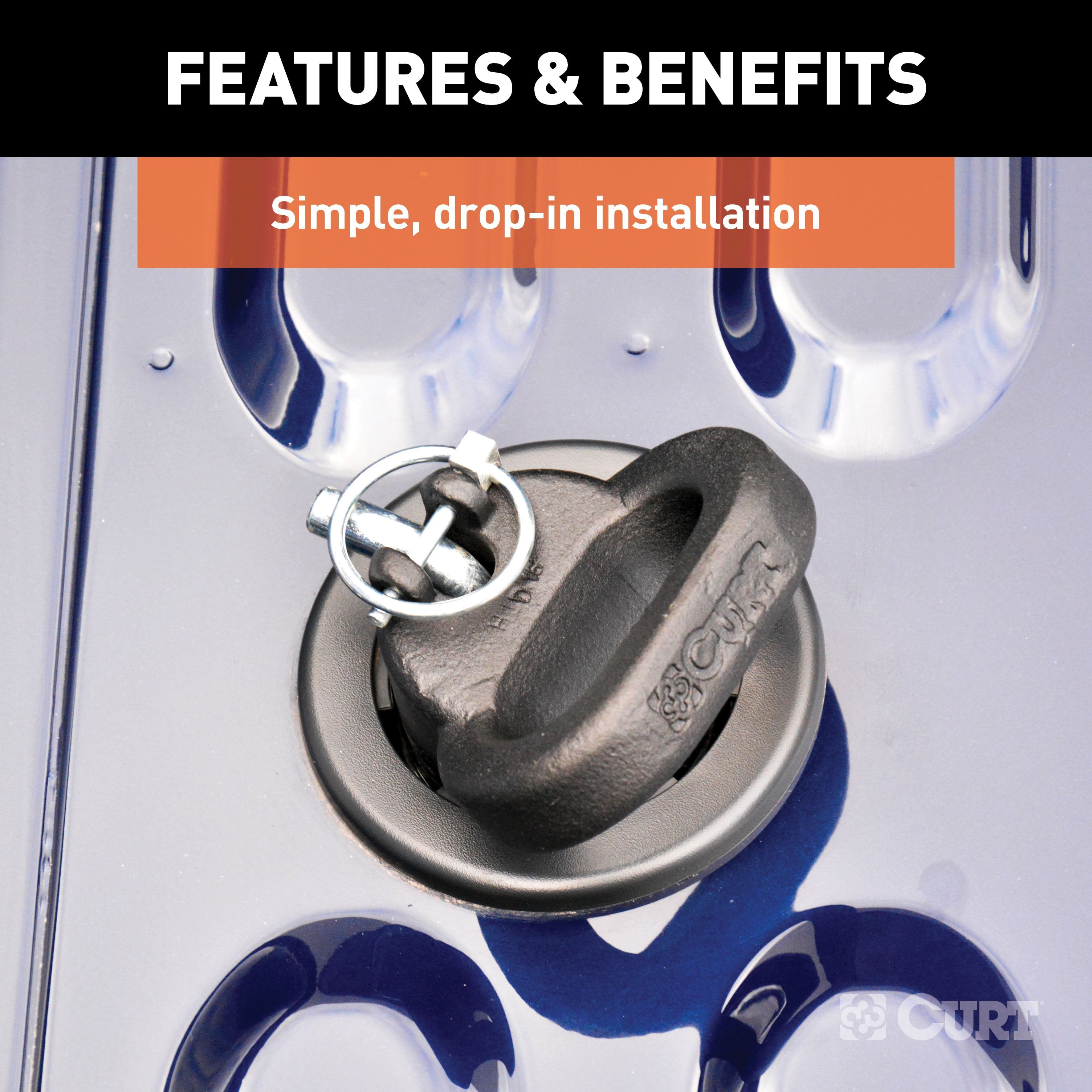 CURT OEM Puck System Gooseneck Safety Chain Anchors, 38K, Select Ram 2500, 3500 Model 60698