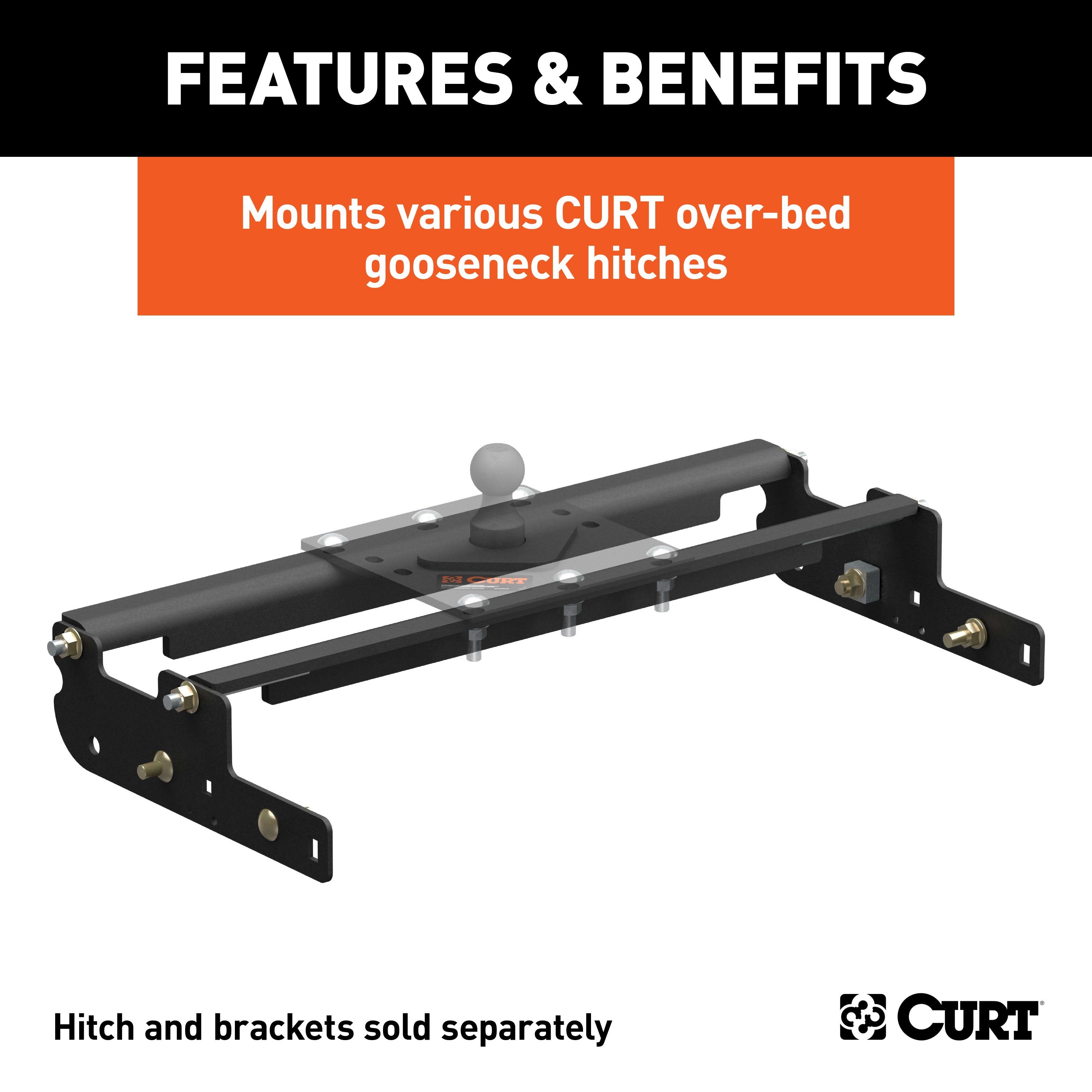 CURT Over-Bed Gooseneck Installation Brackets, Fits Select Ford F-250, F-350, F-450 Super Duty Model 61332