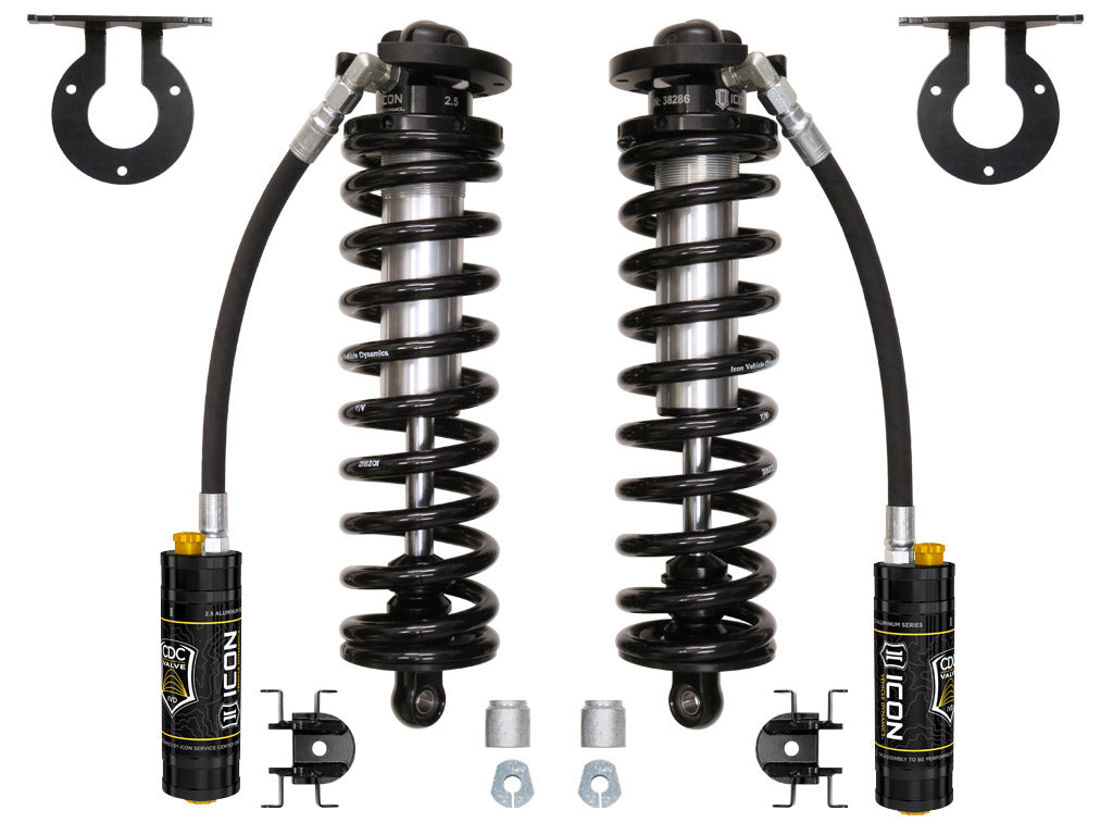 2005-2023 Ford F-250/F-350 Super Duty 4WD 2.5-3 Inch Lift V.S. 2.5 Series Coilover Conversion Kit Remote Reservoir W/ CDCV W/ Caster Cams Icon Vehicle Dynamics