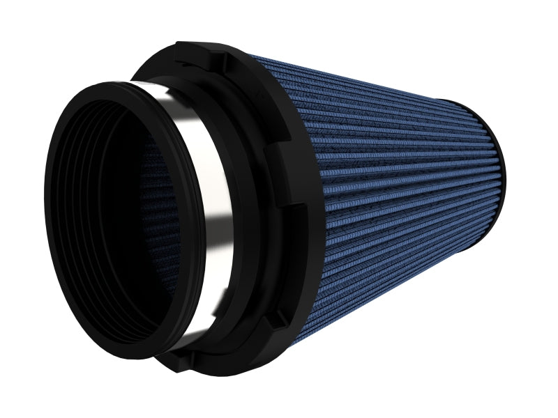 aFe Track Series replacement air filter featuring a Pro 5R design, measuring 4 inches front, 6 inches back, and 8 inches high.