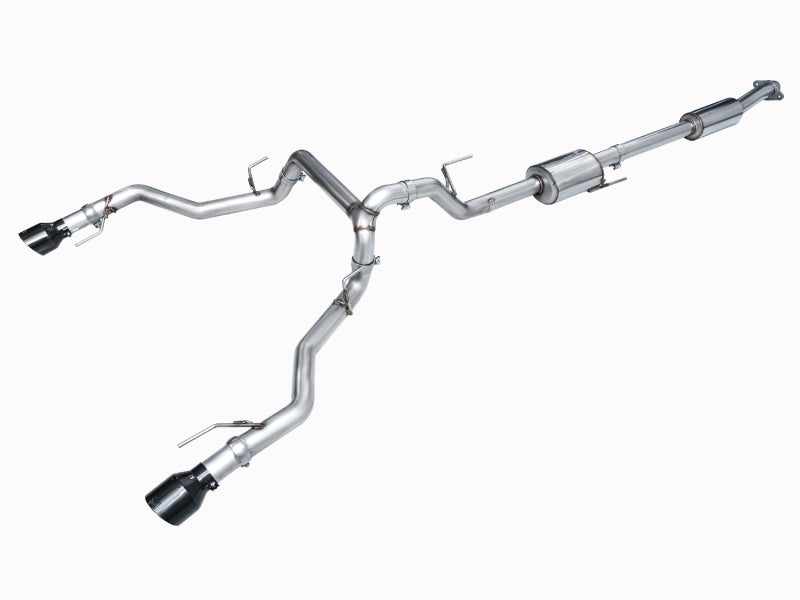 AWE Tuning 2021+ Ford F-150 Tremor (w/ Bumper Cutouts) 0FG Resonated Cat-Back - Diamond Black Tips