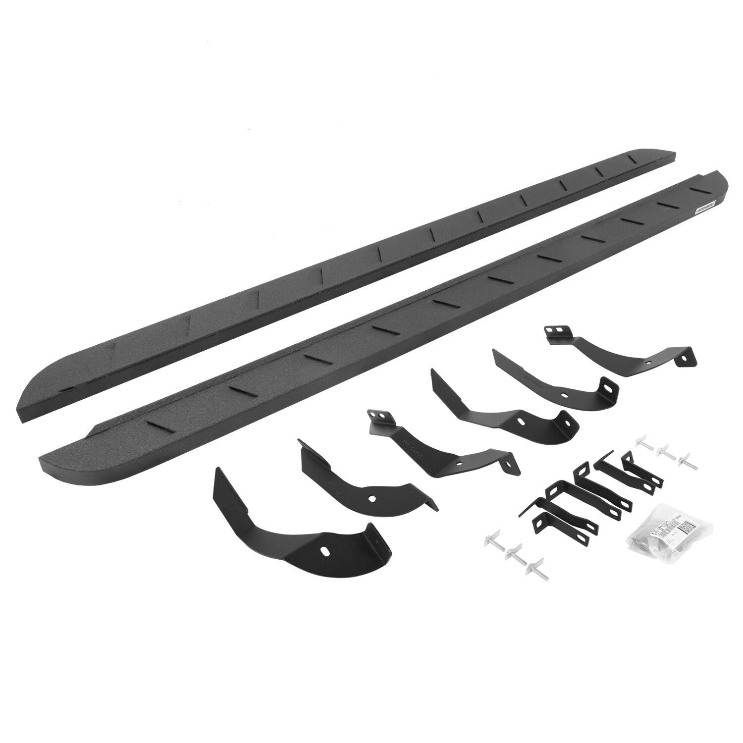 RB10 Slim Line Running Boards With Mounting Brackets Curved Protective Bedliner Coating 2015-2019 Silverado/Sierra 2500 HD Go Rhino