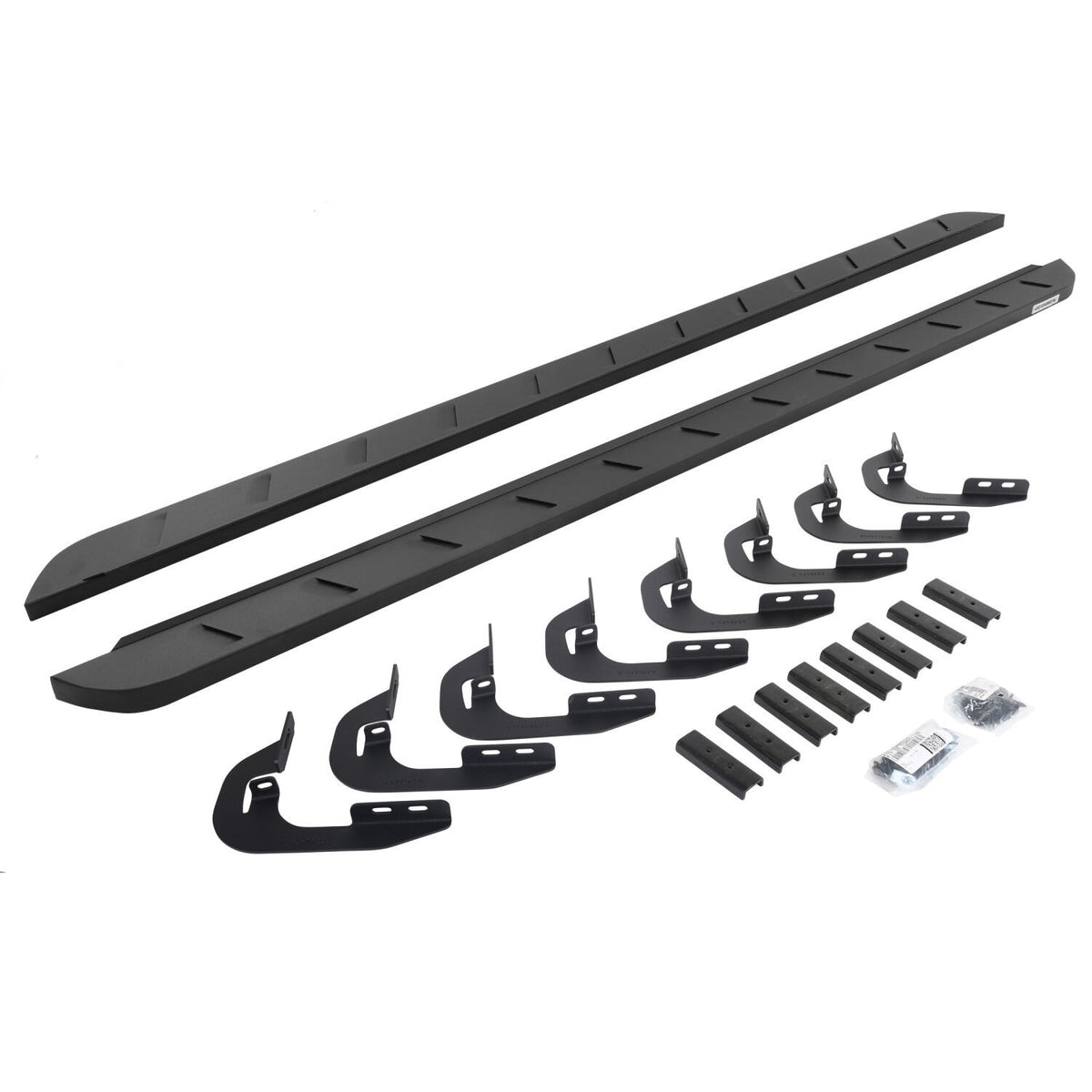 RB10 Slim Line Running Boards With Mounting Brackets Curved Textured Black 2014-2018 Silverado/Sierra 1500/2500 HD Go Rhino