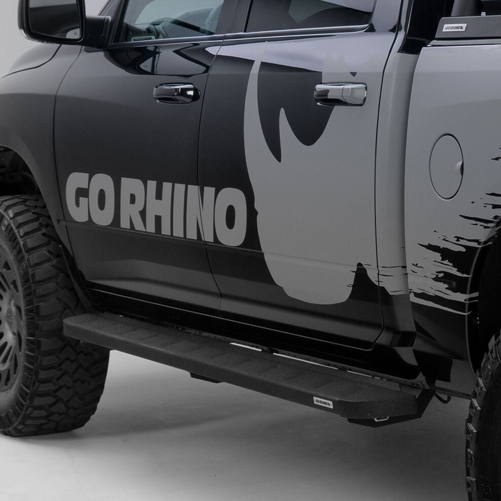 RB10 Running Boards With Mounting Brackets Textured Black 2019-2026 Ram 1500 Extended Cab Go Rhino