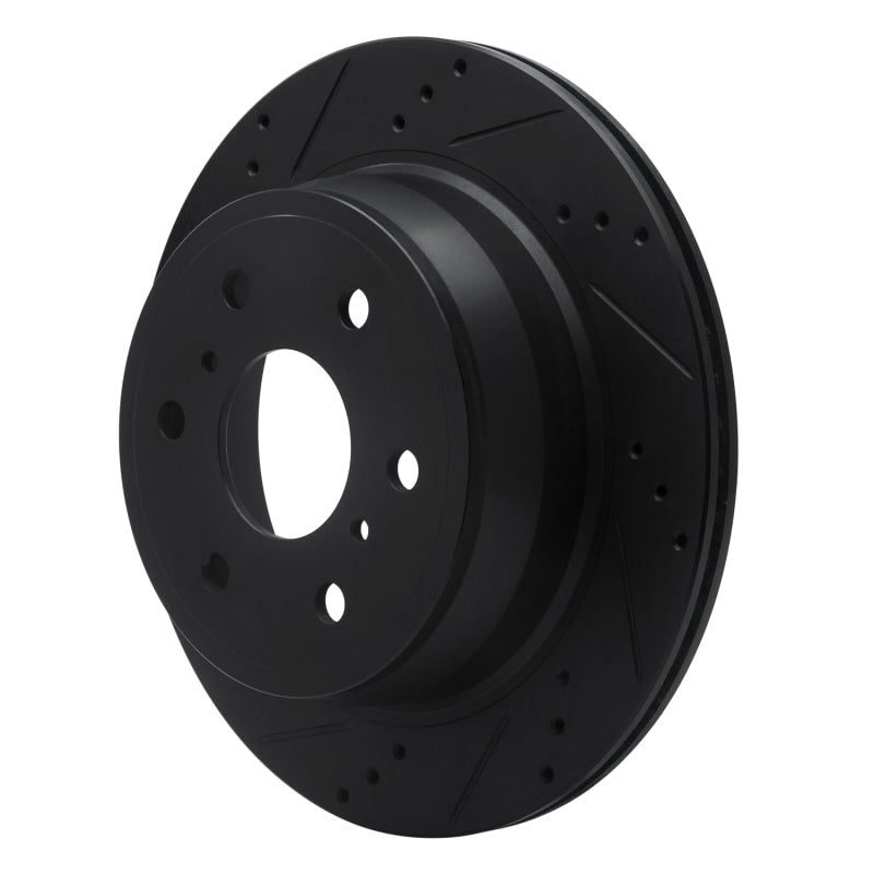 R1 07-20 Cadillac Escalade Rear Left Drilled & Slotted Black Brake Rotor