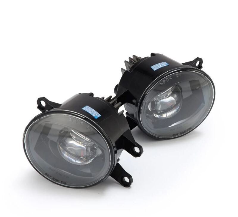 AlphaRex dual color LED projector fog lights for Toyota, Lexus, and Scion, featuring white and amber illumination.