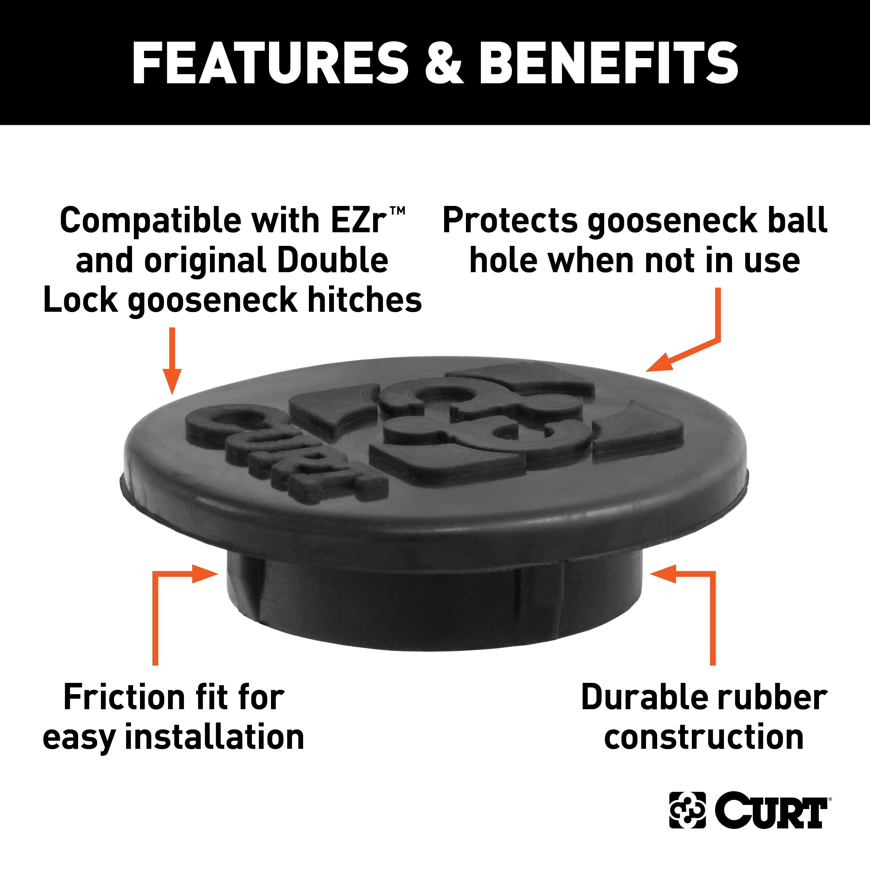 CURT Replacement Black Rubber Gooseneck Hitch Cover Model 66165