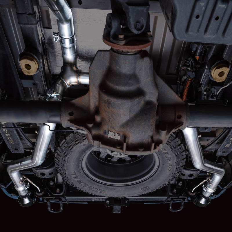 AWE Tuning 2021+ Ford F-150 Tremor (w/ Bumper Cutouts) 0FG Resonated Cat-Back - Diamond Black Tips