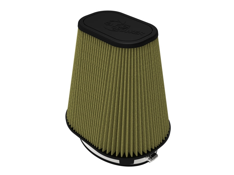 Universal afe Magnum FLOW air filter with a tapered design, featuring a green pleated filter element and black top.