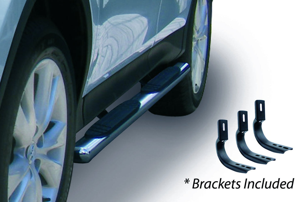 4 Inch OE Xtreme SideSteps With Mounting Bracket Kit Polished Stainless Steel 2007-2013 Silverado/Sierra 1500 Go Rhino
