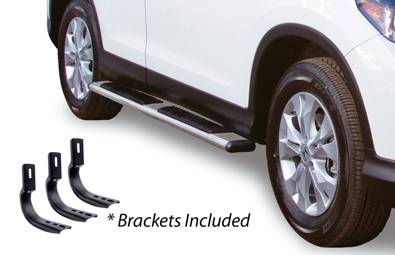 5 Inch OE Xtreme Low Profile Side Steps with Mounting Brackets Kit Polished Stainless Steel 2007-2013 Silverado/Sierra 1500 Go Rhino