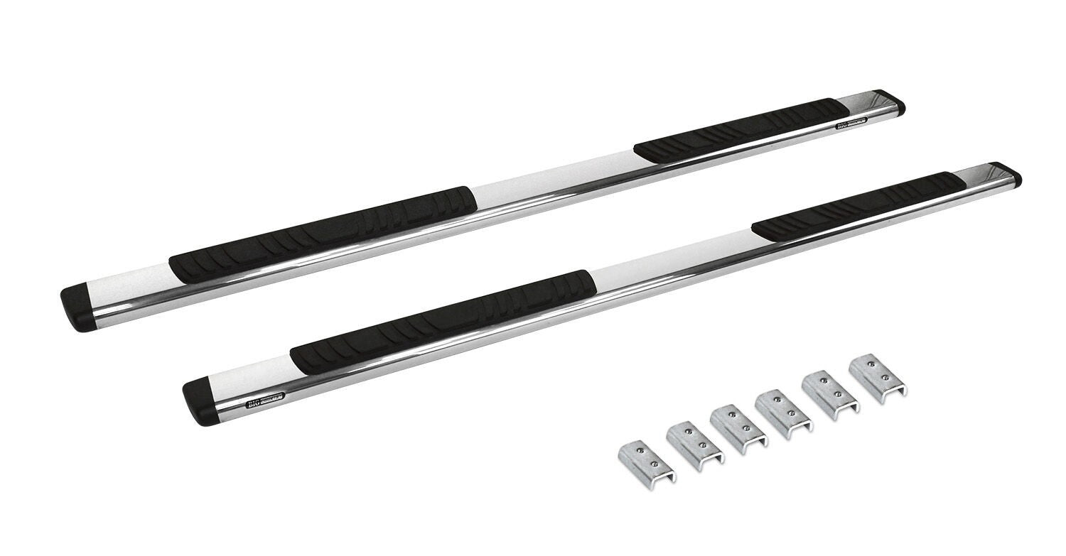 5 Inch OE Xtreme Low Profile SideSteps With Mounting Bracket Kit Polished Stainless Steel 2007-2018 Silverado/Sierra 1500/2500 HD Go Rhino