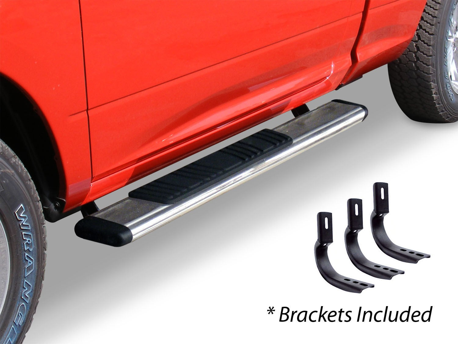 5 Inch OE Xtreme Low Profile SideSteps With Mounting Bracket Kit Polished Stainless Steel 2004-2014 Ford F-150 Standard Cab Go Rhino