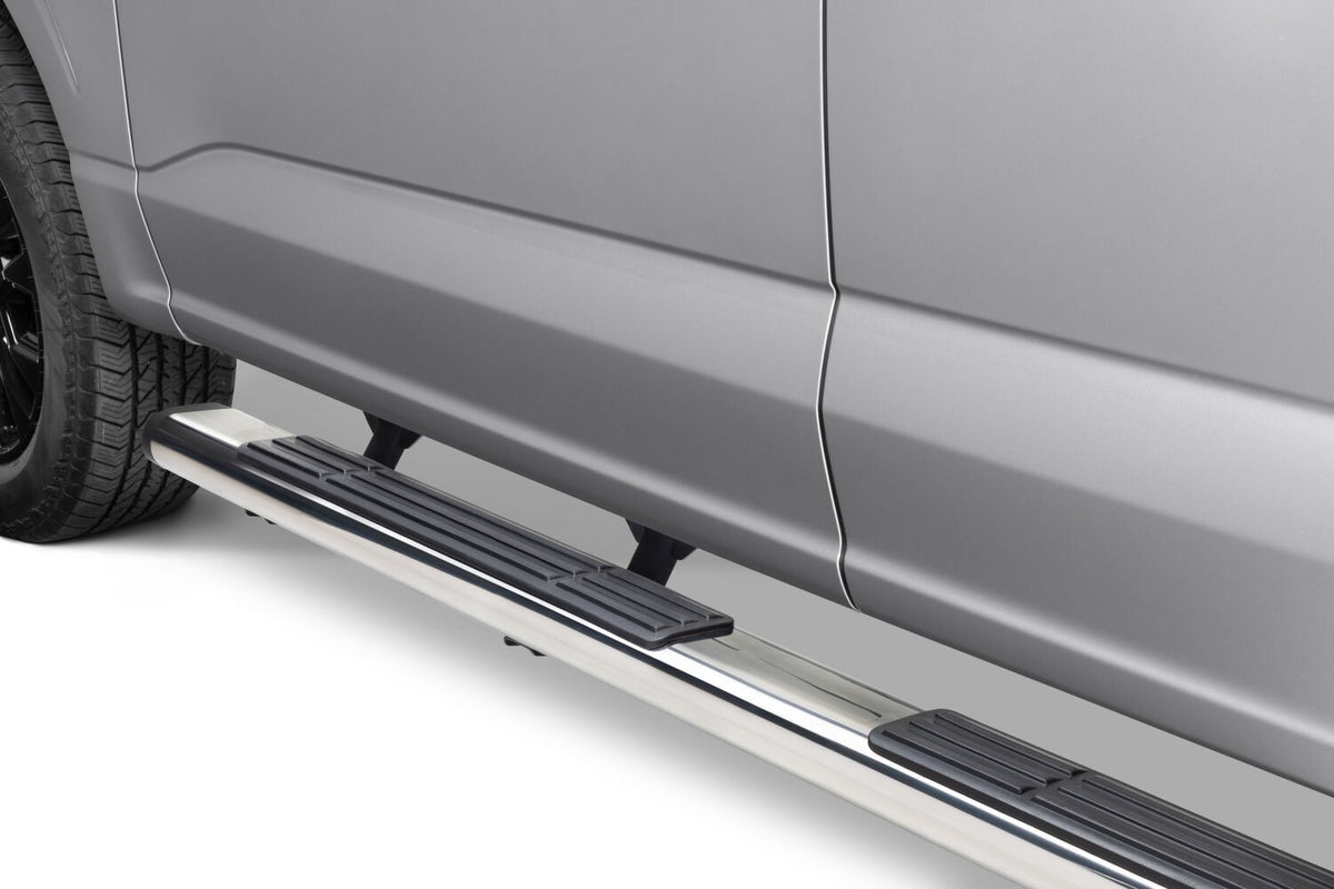 6 Inch OE Xtreme SideSteps With Mounting Bracket Kit Polished Stainless Steel 2015-2026 Ford F-150/ F-250/F-350 Crew Cab Go Rhino