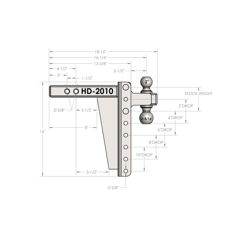 BulletProof Hitches 2.0" Heavy Duty 10" Drop/Rise Hitch Model HD2010