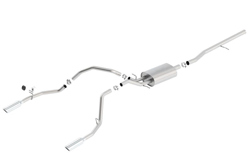 Borla 14 Silv/Sierra 1500 C/B Touring Exhaust /2.75in in Muffler 2.25inout 4inTIp SS Rear Exit