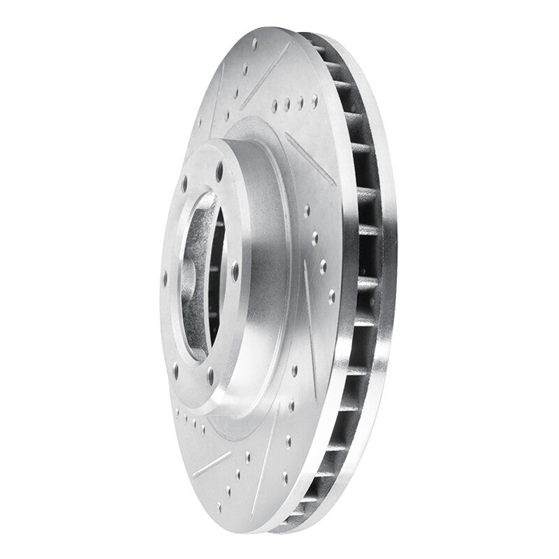 R1 93-97 Lexus LX450 Front Left Drilled & Slotted Silver Brake Rotor