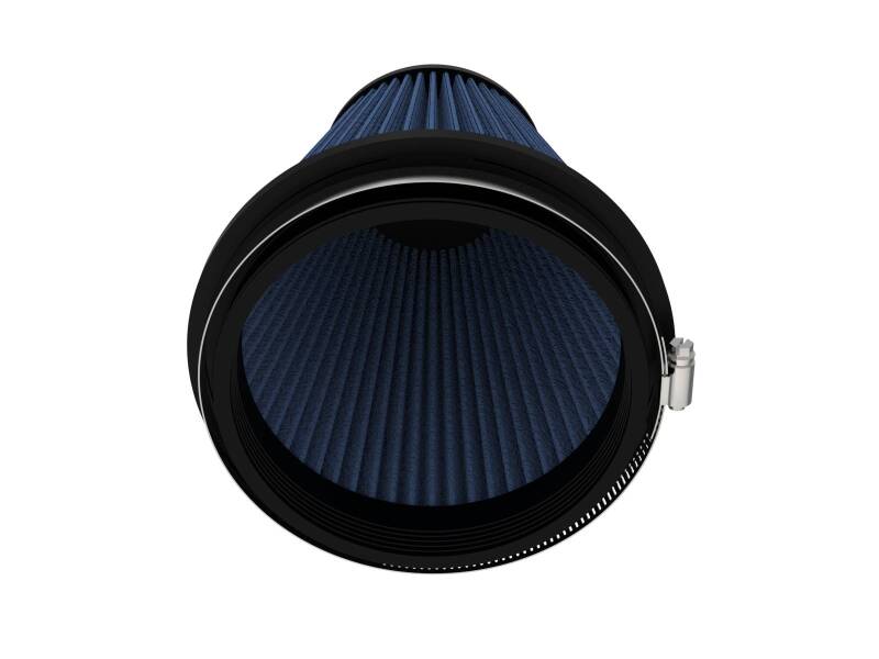 Universal afe Magnum FLOW air filter with a cylindrical design, featuring a blue pleated filter element and black housing.