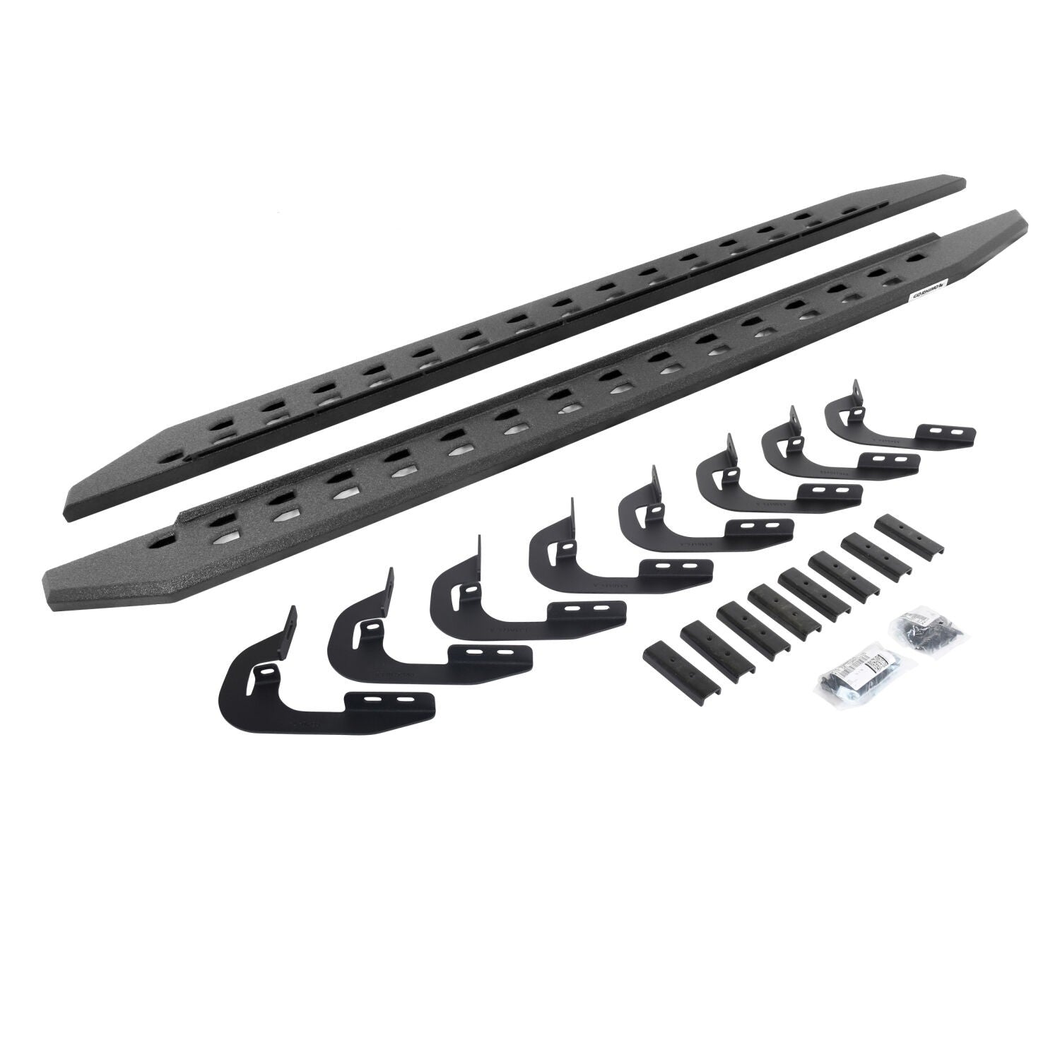 RB20 Slim Line Running Boards With Mounting Brackets Protective Bedliner Coating 2014-2018 Silverado/Sierra 1500/2500 HD Go Rhino