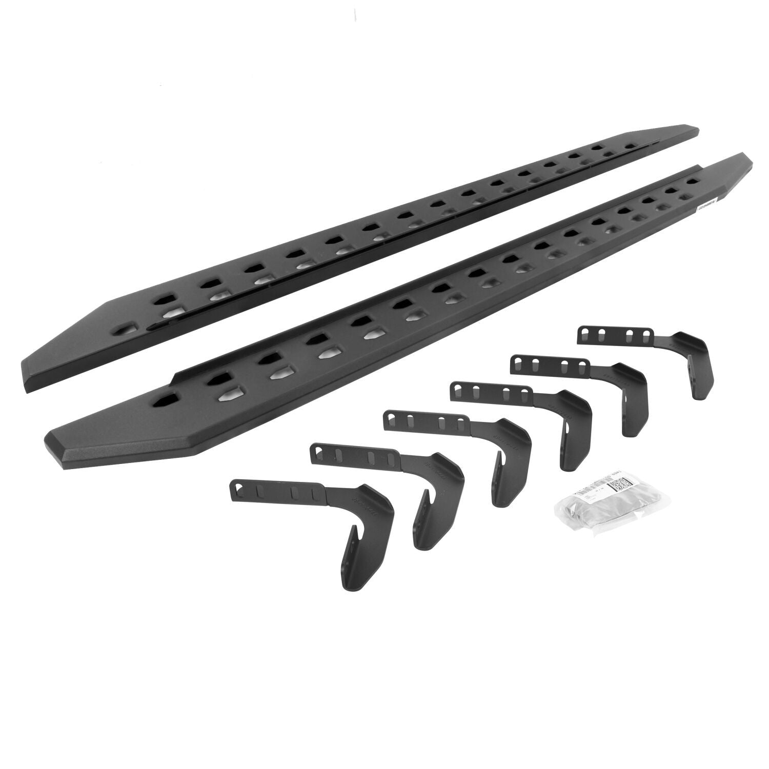 RB10 Slim Line Running Boards With Mounting Brackets Angled Textured Black 1999-2016 Ford F-250/F-350 Go Rhino