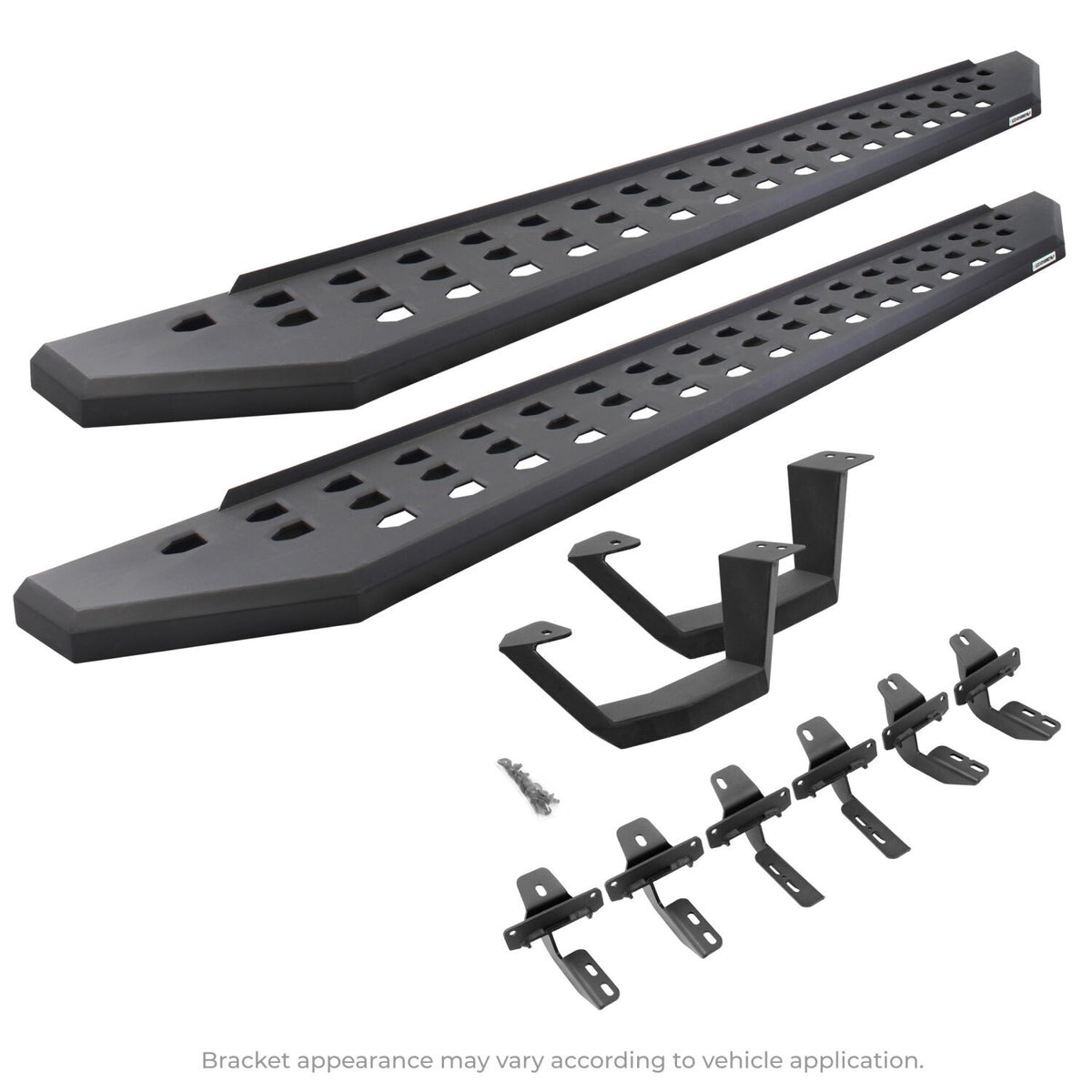RB20 Running Boards With Mounting Brackets & 1 Pair of Drop Steps Kit Textured Black For 2007-2018 Jeep Wrangler JK Go Rhino