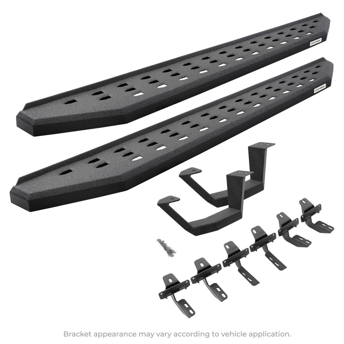 RB20 Running Boards With Mounting Brackets & 1 Pair of Drop Steps Kit Protective Bedliner Coating For 2007-2018 Jeep Wrangler JK Go Rhino