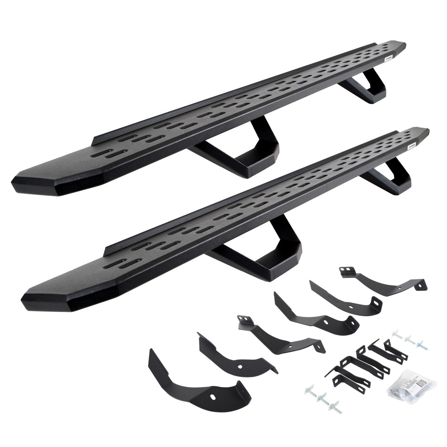 RB30 Running Boards with Mounting Brackets & 2 Pairs of Drops Steps Kit Textured Black 2015-2019 Silverado/Sierra 2500 HD Go Rhino