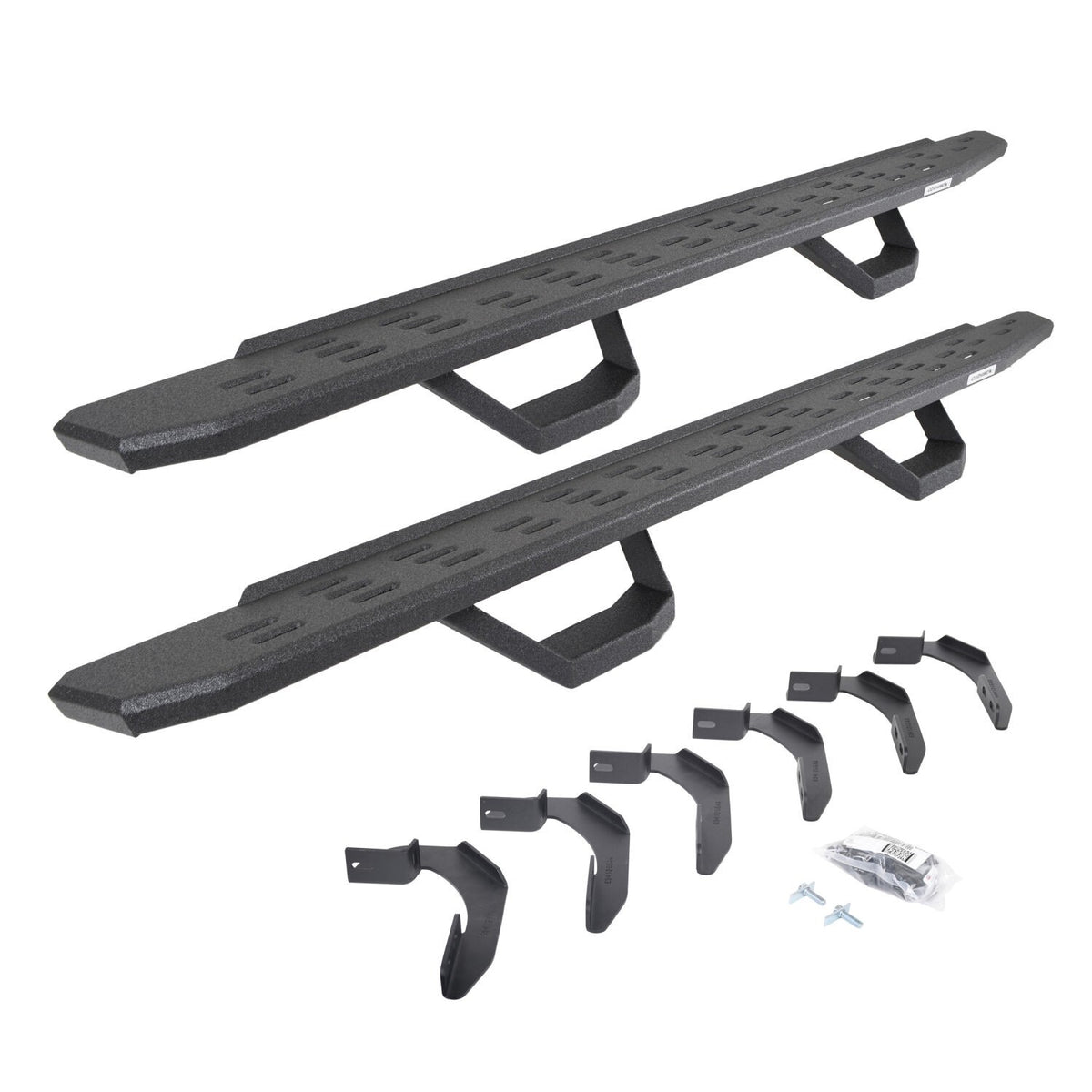 RB30 Running Boards with Mounting Brackets & 2 Pairs of Drops Steps Kit Protective Bedliner Coating 2004-2014 Ford F-150 Extended Cab Go Rhino