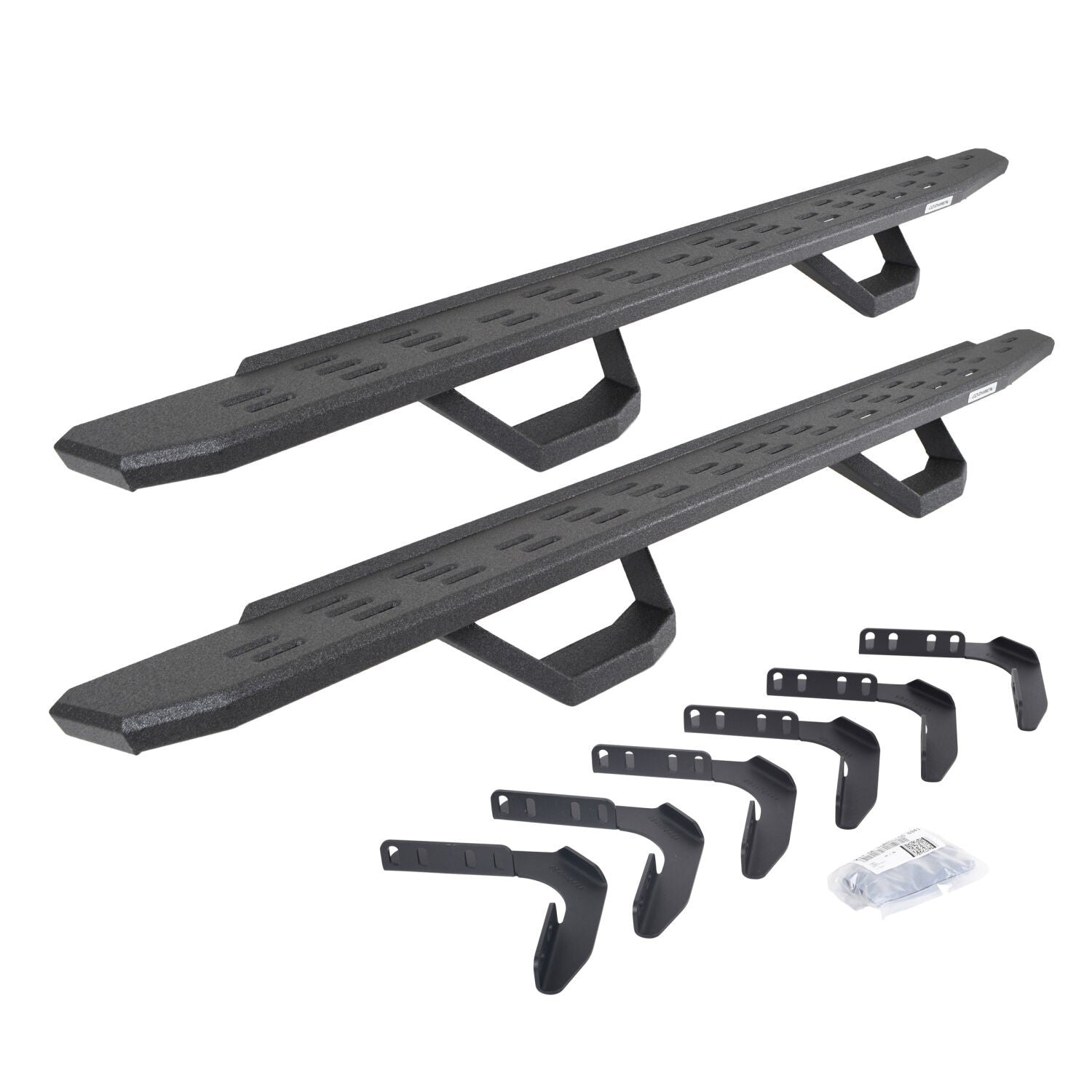 RB30 Running Boards with Mounting Brackets & 2 Pairs of Drop Steps Kit Portective Bedliner Coating 1999-2016 Ford F-250/F-350 Go Rhino