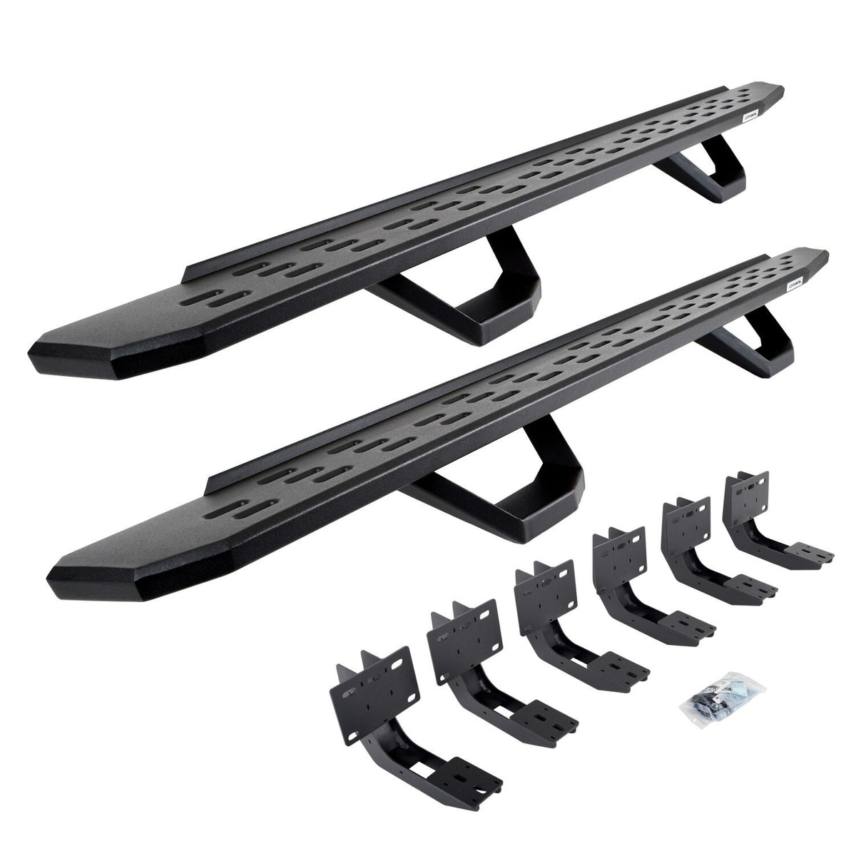 RB30 Running Boards with Mounting Brackets & 2 Pairs of Drops Steps Kit Textured Black 2019-2025 Ram 1500 Go Rhino
