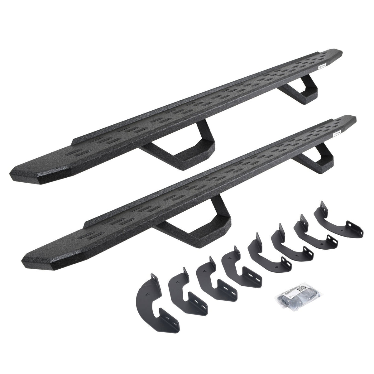 RB30 Running Boards with Mounting Brackets & 2 Pairs of Drops Steps Kit Protective Bedliner Coating 2007-2021 Toyota Tundra Go Rhino