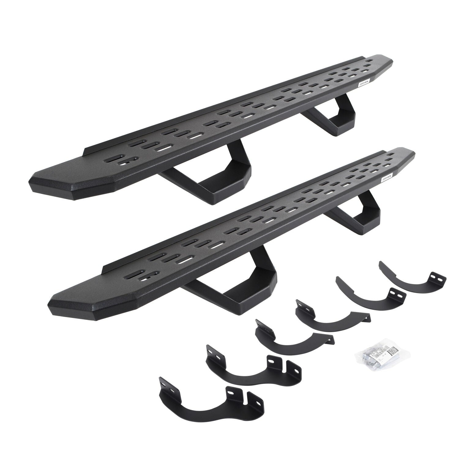 RB30 Running Boards with Mounting Brackets & 2 Pairs of Drops Steps Kit Protective Bedliner Coating 2014-2024 Toyota 4Runner Go Rhino