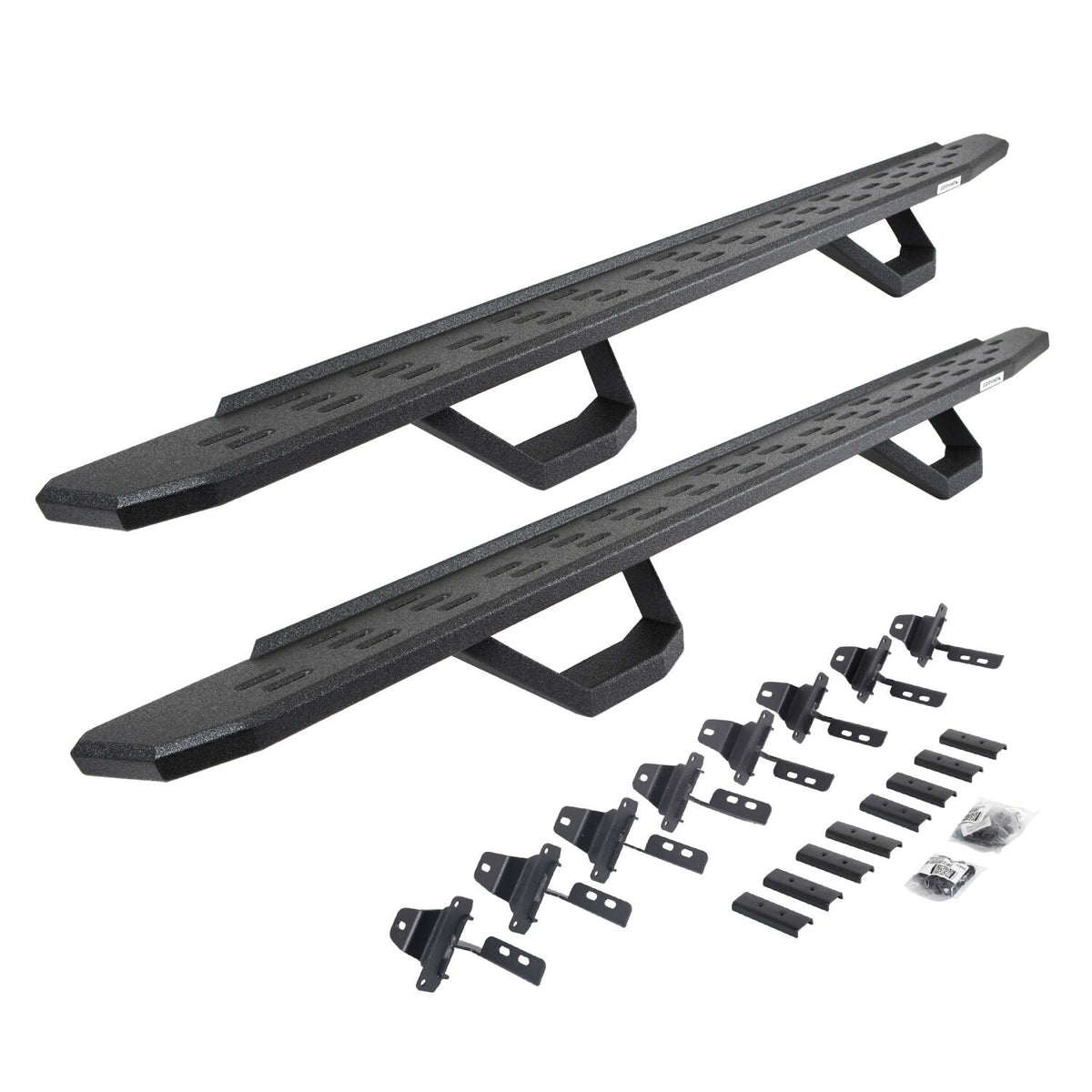 RB30 Running Boards with Mounting Brackets & 2 Pairs of Drops Steps Kit Protective Bedliner Coating 2020-2025 Jeep Gladiator Go Rhino