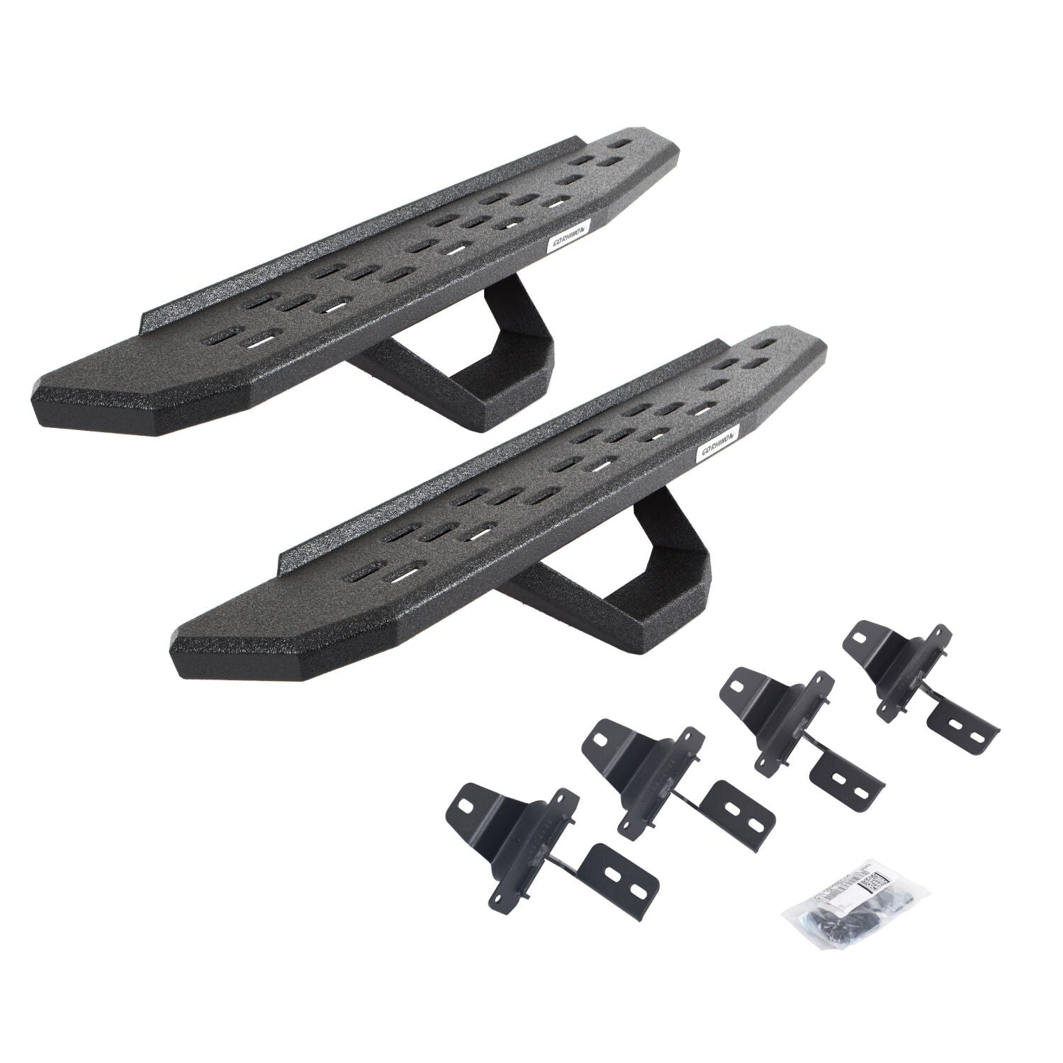 RB30 Running Boards with Mounting Brackets & 1 Pair of Drops Steps Kit Protective Bedliner Coating For 2018-2025 Jeep Wrangler JL Go Rhino