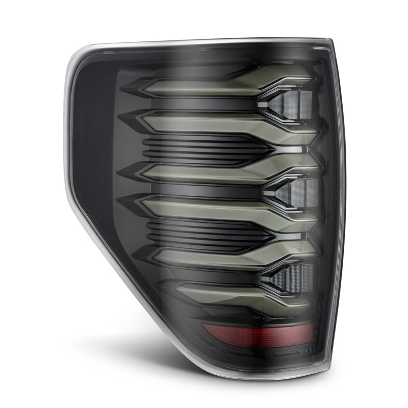 AlphaRex LUXX LED taillights for 09-14 Ford F150 with AlphaBlack housing, featuring a sleek design and enhanced visibility.