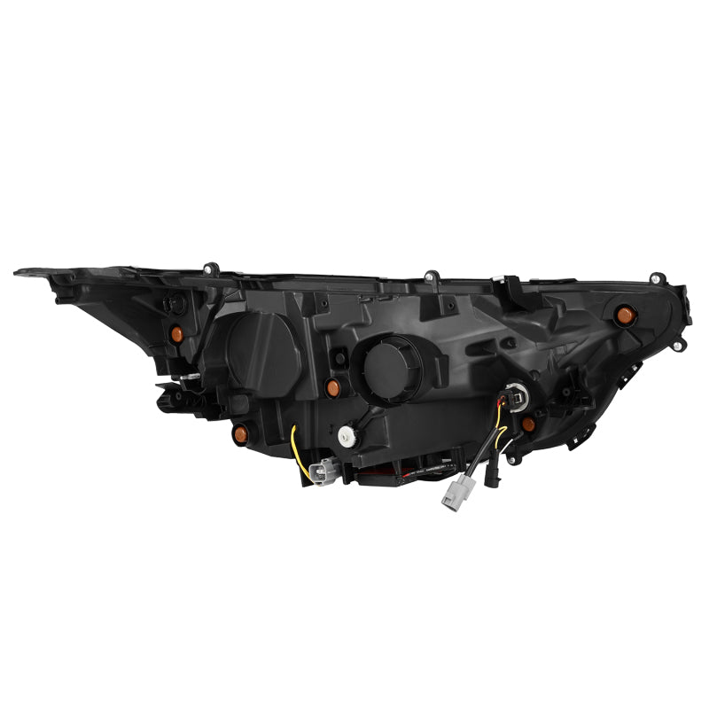 AlphaRex 19-23 Toyota RAV4 NOVA LED projector headlights in alpha-black, showcasing a sleek design for enhanced visibility.