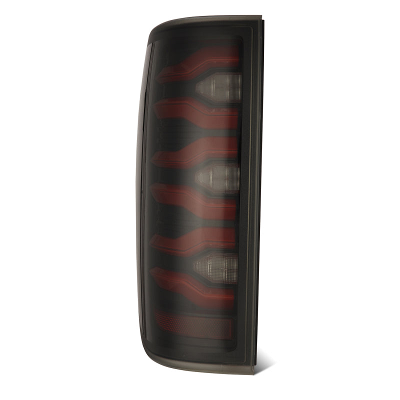 AlphaRex LUXX LED taillights for 09-14 Ford F150 in black and red housing, enhancing visibility and style.