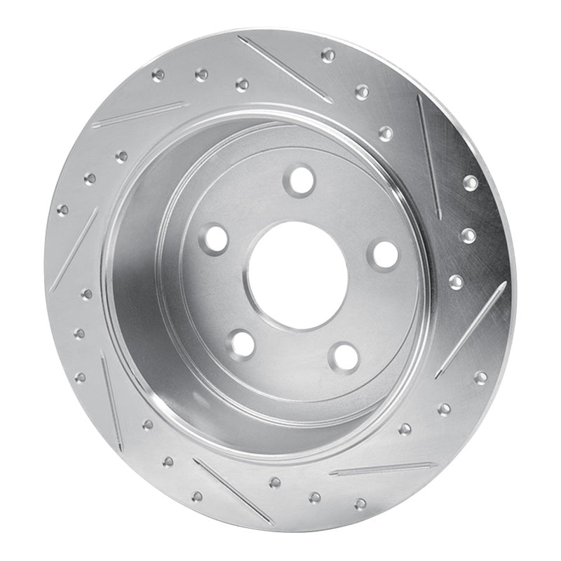 R1 07-18 Jeep Wrangler Rear Left Drilled & Slotted Silver Brake Rotor