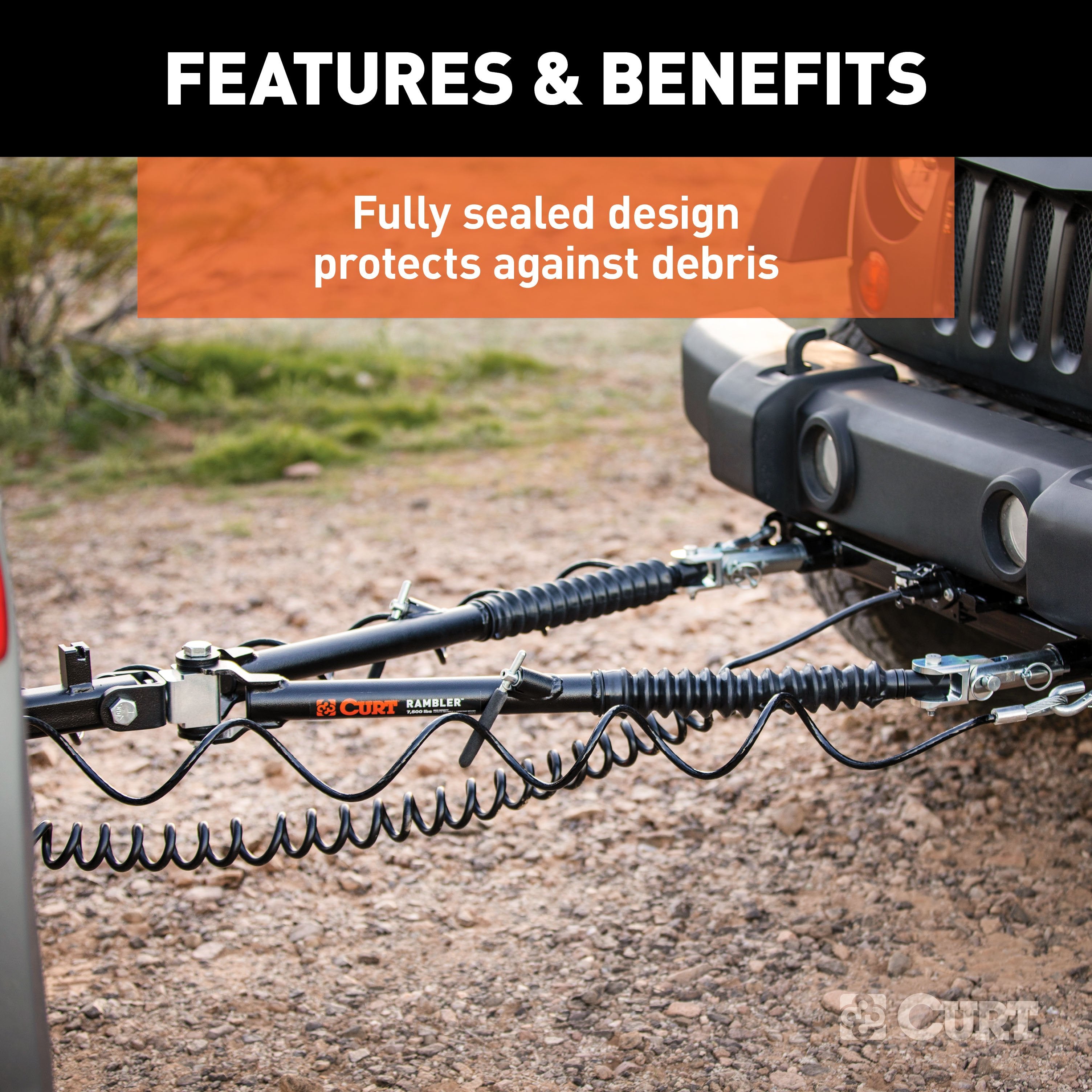 CURT Rambler Steel RV Tow Bar, 7,500 Pounds, 2-Inch Shank Model 70001