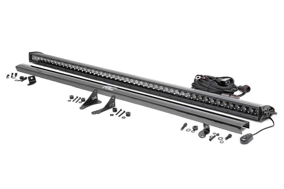 LED Light Kit Cowl Mount 50 Inch Black Single Row Jeep Gladiator JT/Wrangler JL (18-26) Rough Country