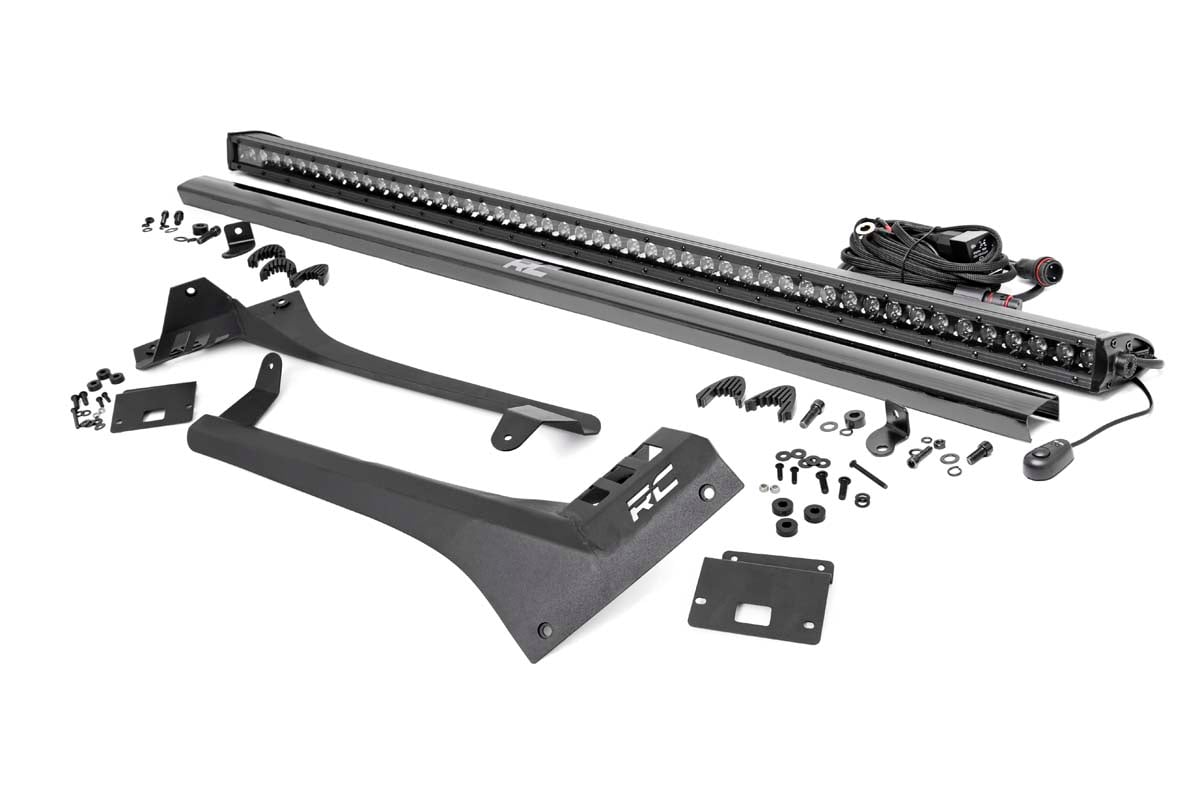 LED Light Kit Windshield Mount 50 Inch Black Single Row Jeep Gladiator JT/Wrangler JL (18-26) Rough Country
