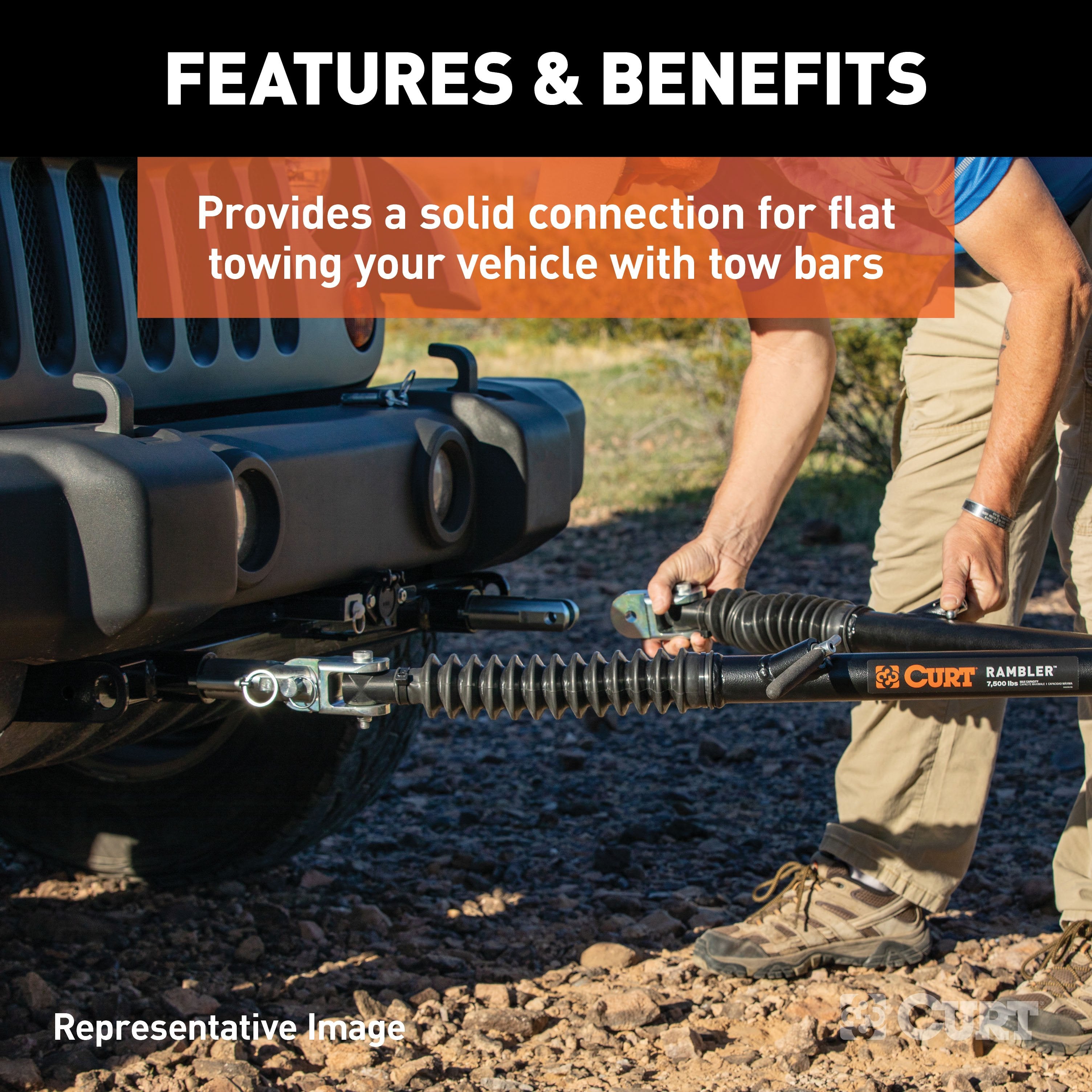 CURT Custom Tow Bar Base Plate Brackets for Dinghy Towing, Fits Select Jeep Cherokee Model 70132