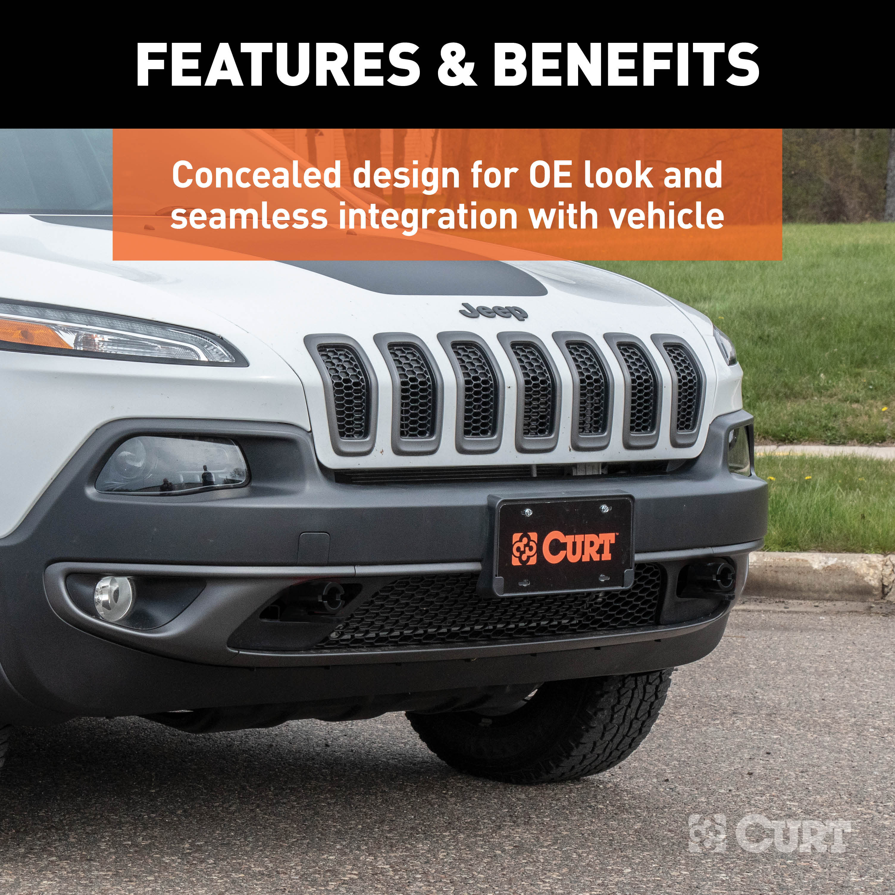 CURT Custom Tow Bar Base Plate Brackets for Dinghy Towing, Fits Select Jeep Cherokee Model 70134
