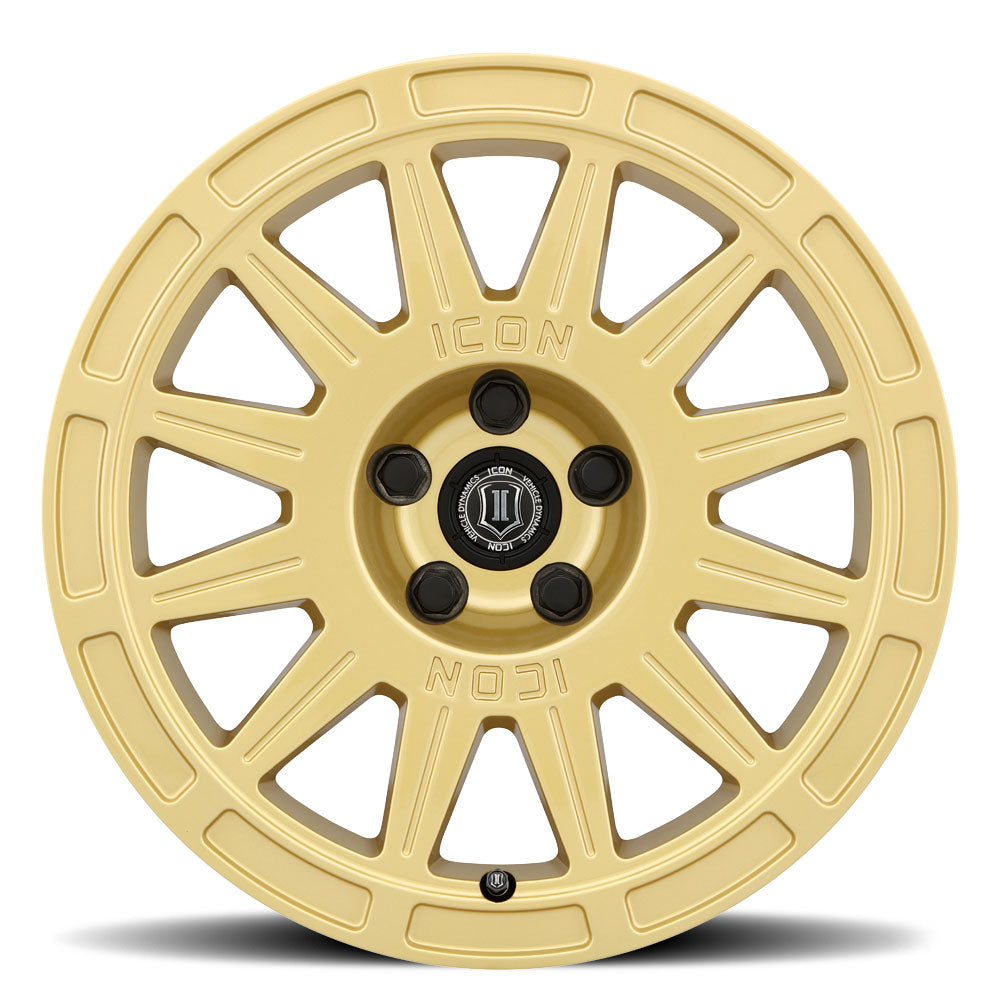 Ricochet 17 X 8 / 5 X 100 / 38 MM / 6 Inch Back Space Gloss Gold, ICON Alloys