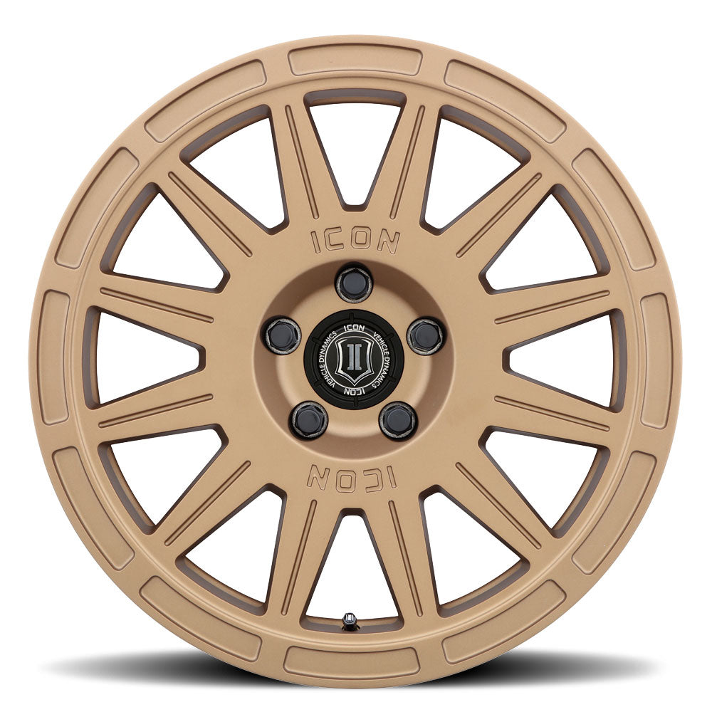 Ricochet 17 X 8 / 5 X 100 / 38 MM / 6 Inch Back Space Satin Gold, ICON Alloys